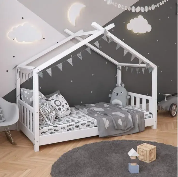 Lit cabane blanc